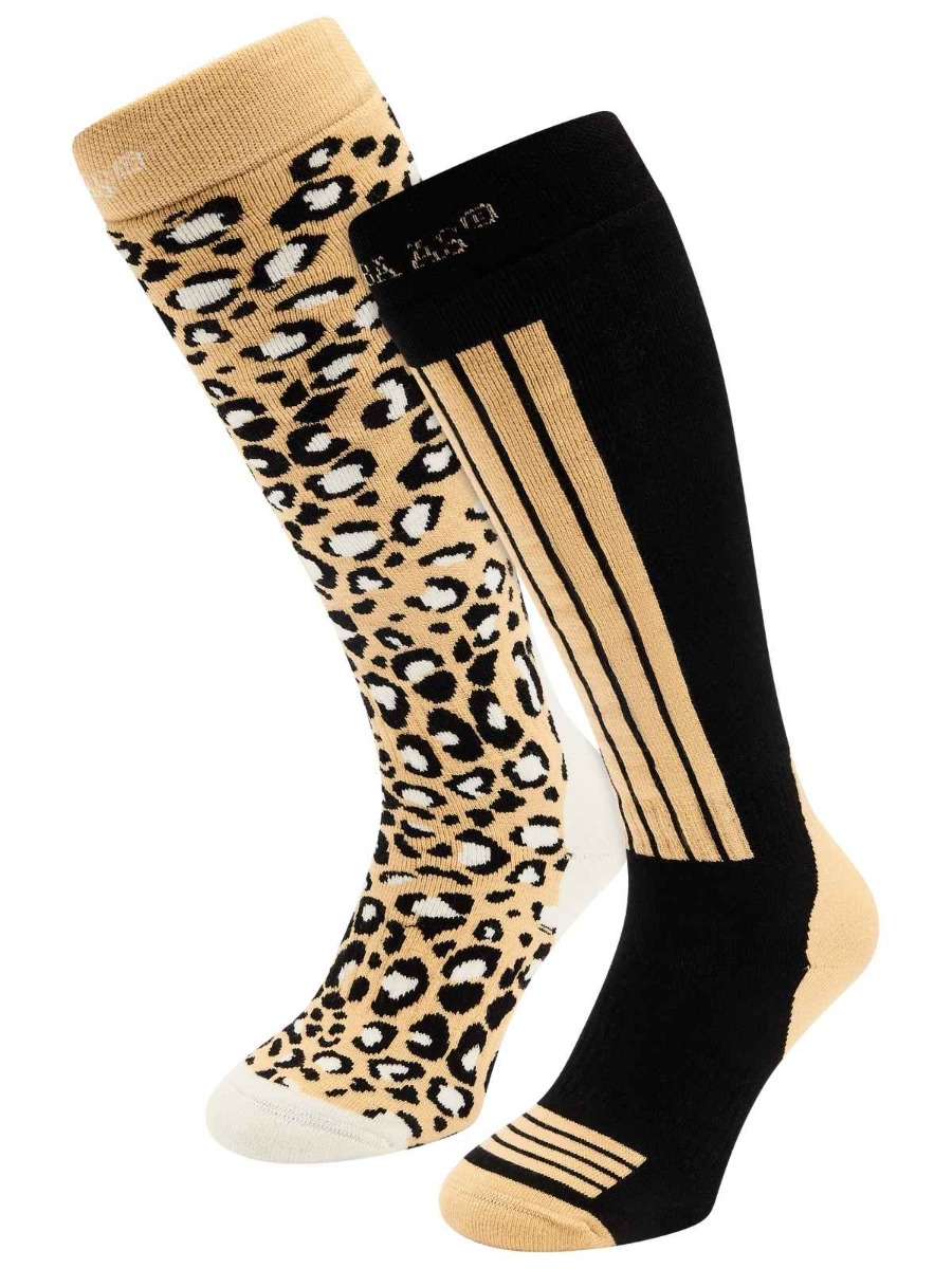 Poederbaas Skisokken Dames 2-pack Black Multi-39/42