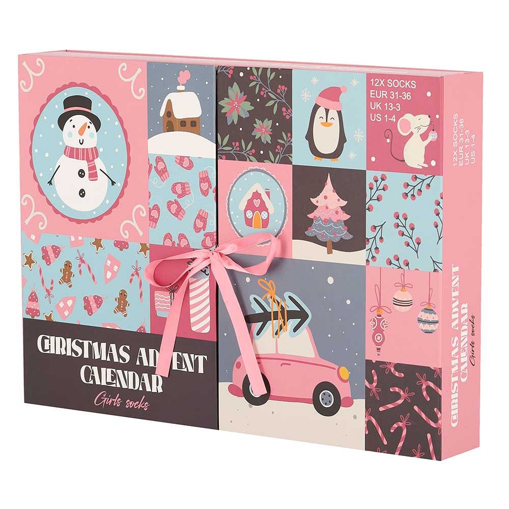 Apollo Sokken Adventskalender Kinderen - Meisjes - Kerst - 12 paar sokken-One size (31/36)