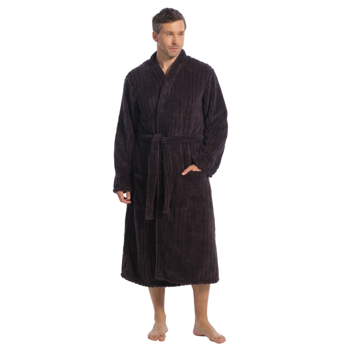 Ten Cate Badjas Heren Stripe Antraciet-XXL