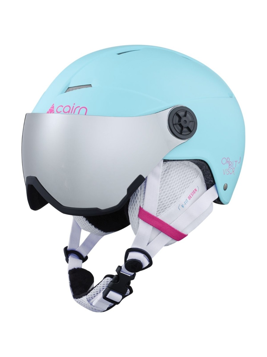 Cairn Kinder Skihelm met Vizier Orbit Visor Turquoise Neon Pink-46/48