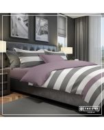 The One Dekbedovertrek Stripe Dark Grey / Plum