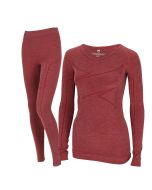 Xtreme Thermoset Dames Merino Wol - Thermoshirt + Thermolegging - Red Melange