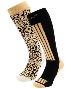 Poederbaas Skisokken Dames 2-pack Black Multi