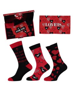Apollo Valentijn Cadeau Sokken Giftbox Hearts Heren met gratis wenskaart