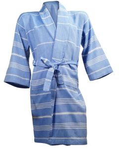 The One Towelling hamam badjas blue/white