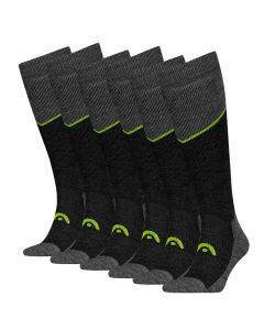 HEAD Skisokken Kneehigh 6-pack Grey Melange Lime