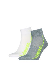 HEAD Quartersokken Performance 2-pack Grey Melange / Wit
