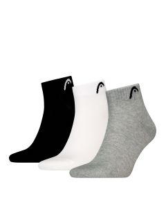 HEAD Quartersokken Training 3-pack Grijs / Wit / Zwart