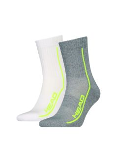 HEAD Short Crew Performance 2-pack Grey Melange / Wit