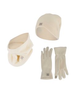 Heatkeeper Dames Winter Set Fleece - Muts + Handschoenen + Nekwarmer - Off White