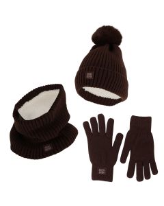 Heatkeeper Dames Winter Set - Muts + Handschoenen + Nekwarmer - Bruin