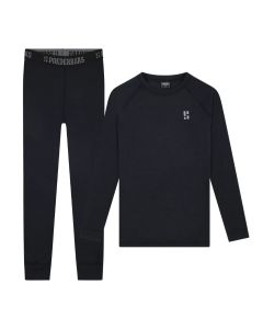 Poederbaas Thermoset Merinowol Dames - Thermoshirt + Thermolegging - Zwart