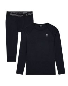 Poederbaas Thermoset Merinowol Heren - Thermoshirt + Thermolegging 3/4 - Zwart