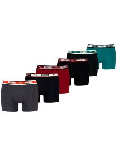 Puma Boxershorts Dual Logo 6-pack Burgundy / Seagreen / Black