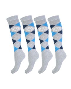 STAPP Horse Paardrijsokken Ruit 4-pack Grijs / Marine / Blauw