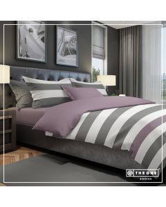 The One Dekbedovertrek Stripe Dark Grey / Plum