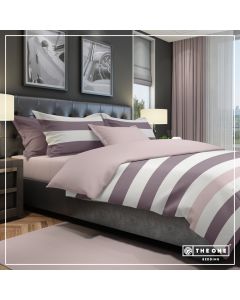 The One Dekbedovertrek Stripe Plum / Mauve