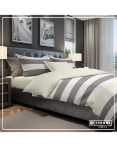 The One Dekbedovertrek Stripe Taupe / Cream