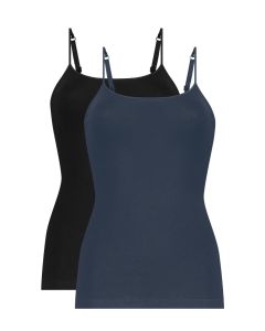 Ten Cate Spaghetti Top 2-pack Zwart / Blauw