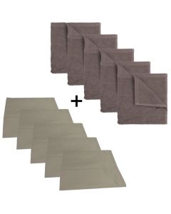 The One Keuken set - 5 x theedoek & 5 x keukendoek - Taupe