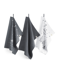 Walra Kerst Theedoeken & Handdoeken - Hello Winter - 3 stuks - Blauw