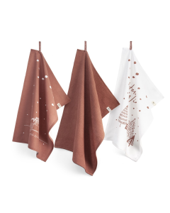 Walra Kerst Theedoeken & Handdoeken - Hello Winter - 3 stuks - Terra