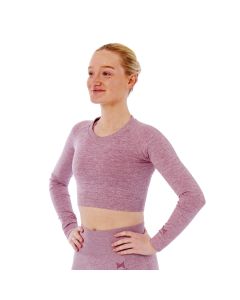 Xtreme Sportswear Crop Sporttop lange mouwen Dames Roze op model voorkant