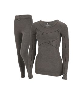 Xtreme Thermoset Dames Merino Wol - Thermoshirt + Thermolegging - Grey Melange
