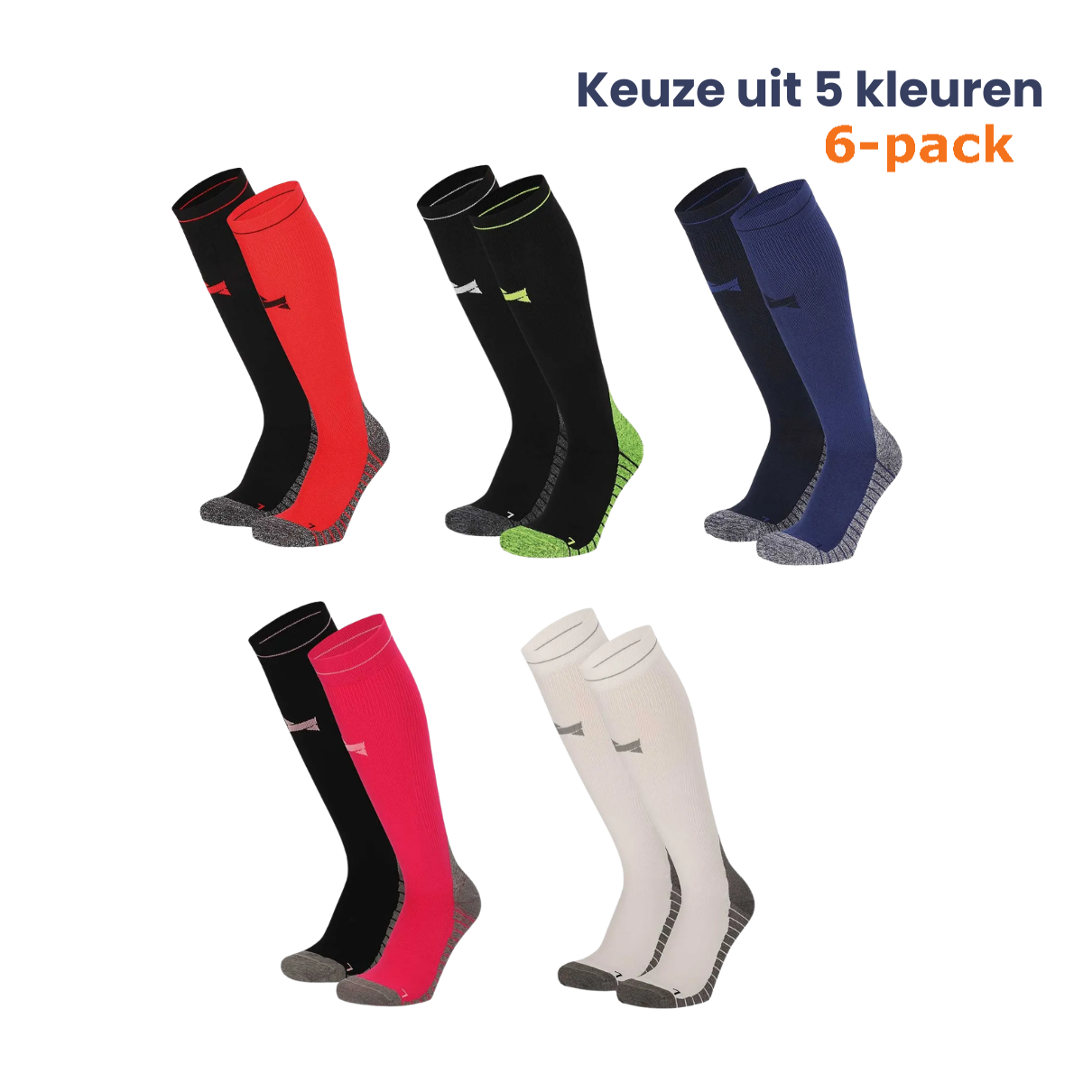 Xtreme Compressie Sokken Hardlopen 6-pack Multi Black-35/38