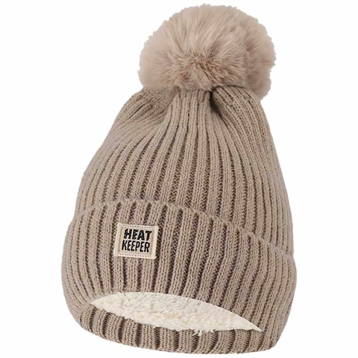 Heatkeeper Thermo Muts met Pompon Dames Beige Melange afbeelding 1
