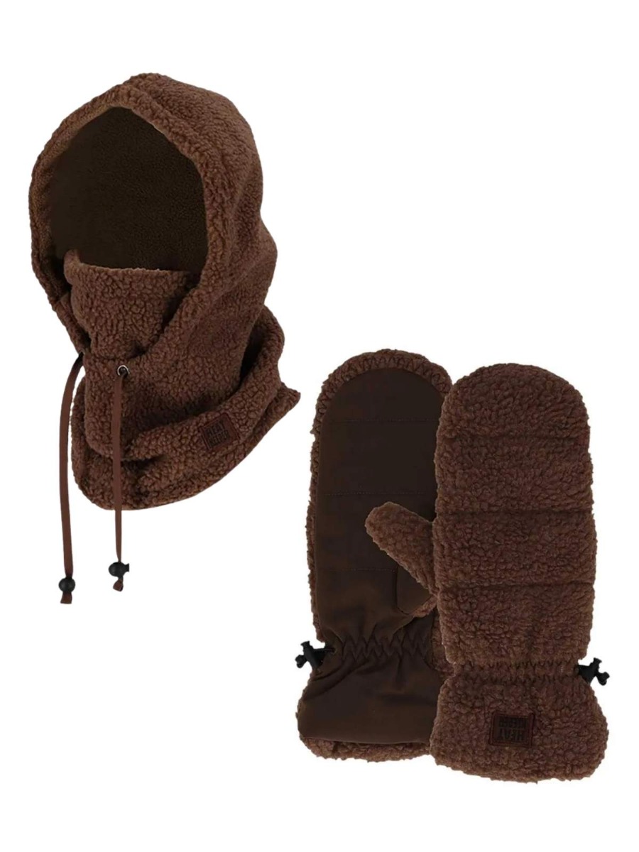 Heatkeeper Dames Winter Set - Balaclava + Wanten - Teddy - Taupe afbeelding