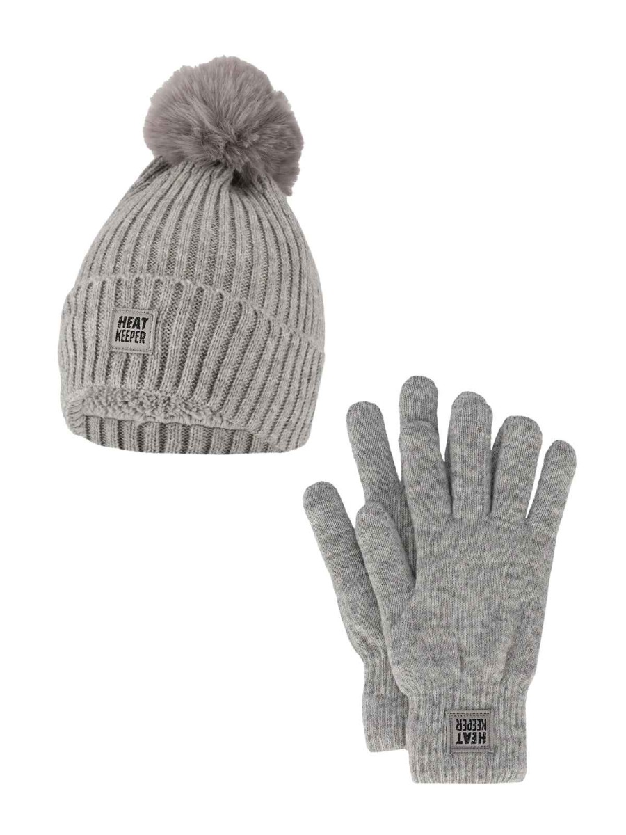 Heatkeeper Dames Winter Set - Muts + Handschoenen - Grey afbeelding