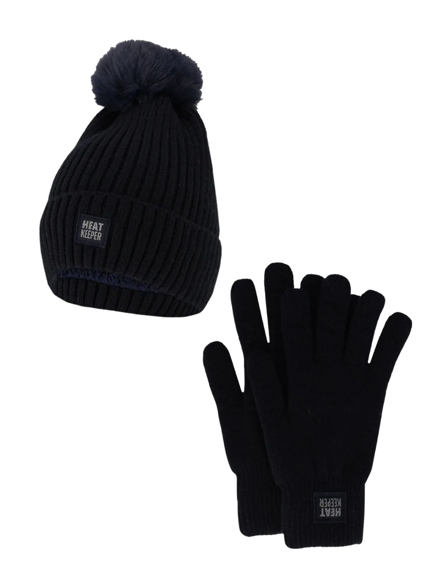 Heatkeeper Dames Winter Set - Muts + Handschoenen - Navy afbeelding