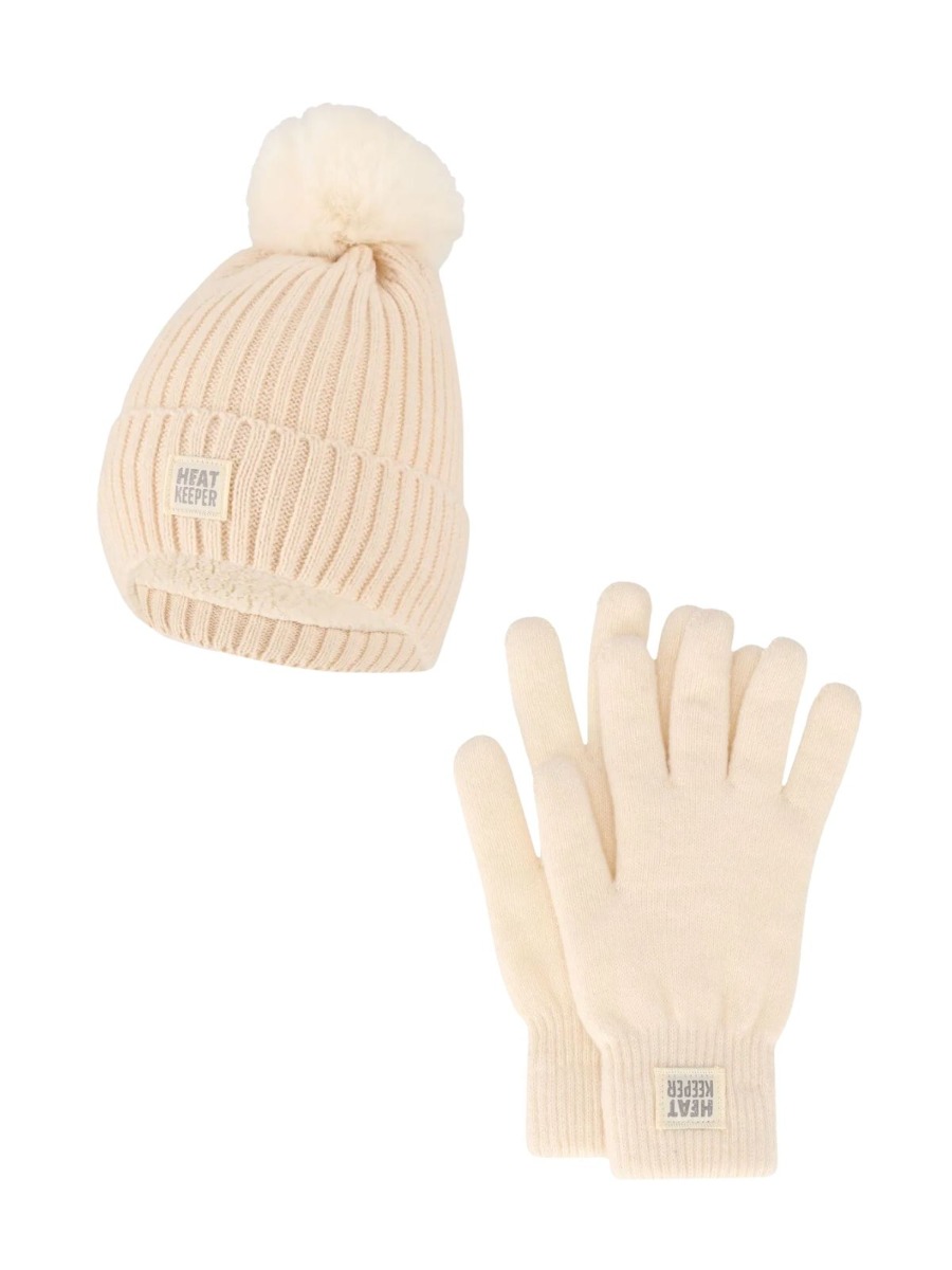 Heatkeeper Dames Winter Set - Muts + Handschoenen - Off White afbeelding