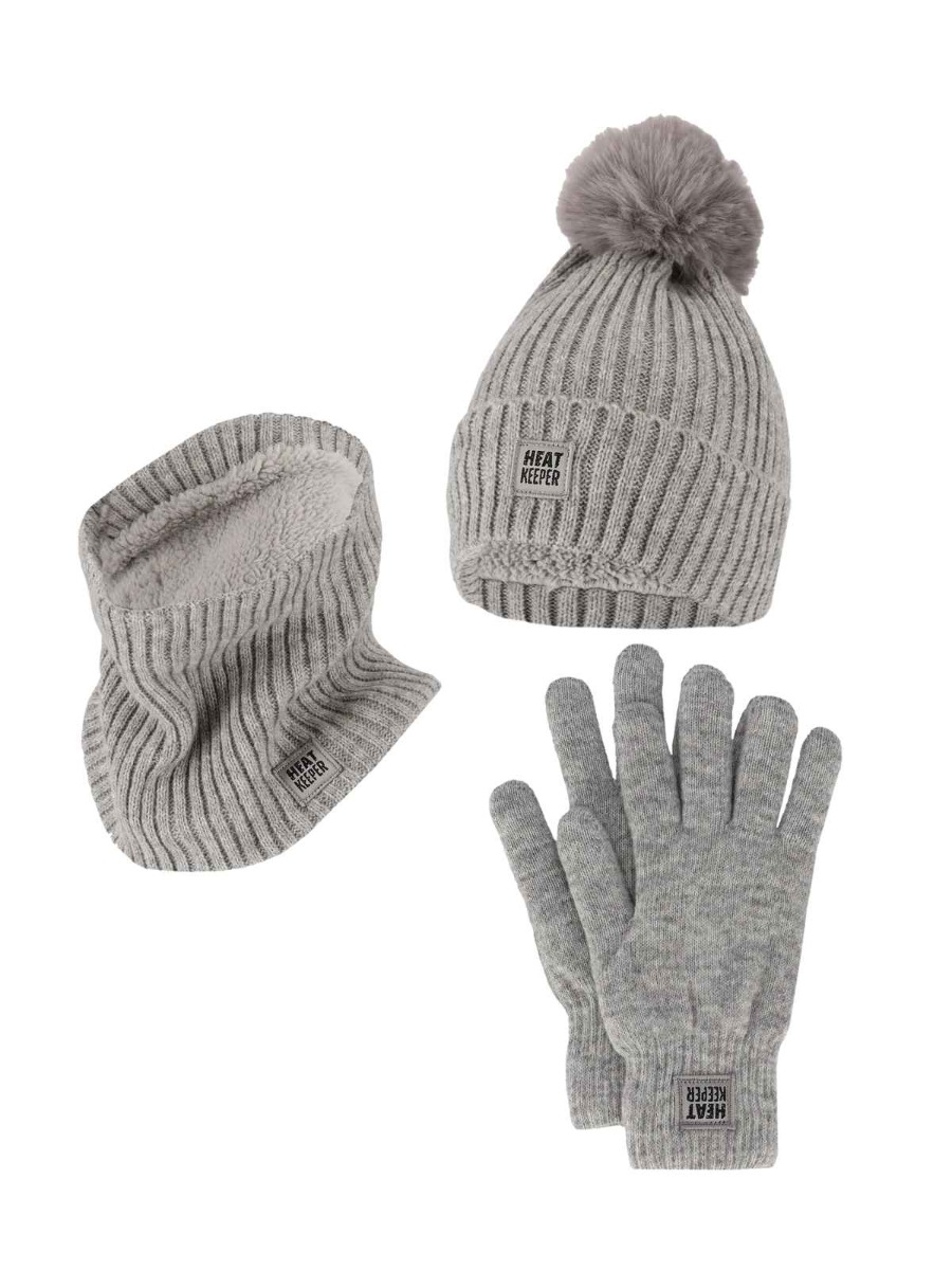 Heatkeeper Dames Winter Set - Muts + Handschoenen + Nekwarmer - Grey afbeelding