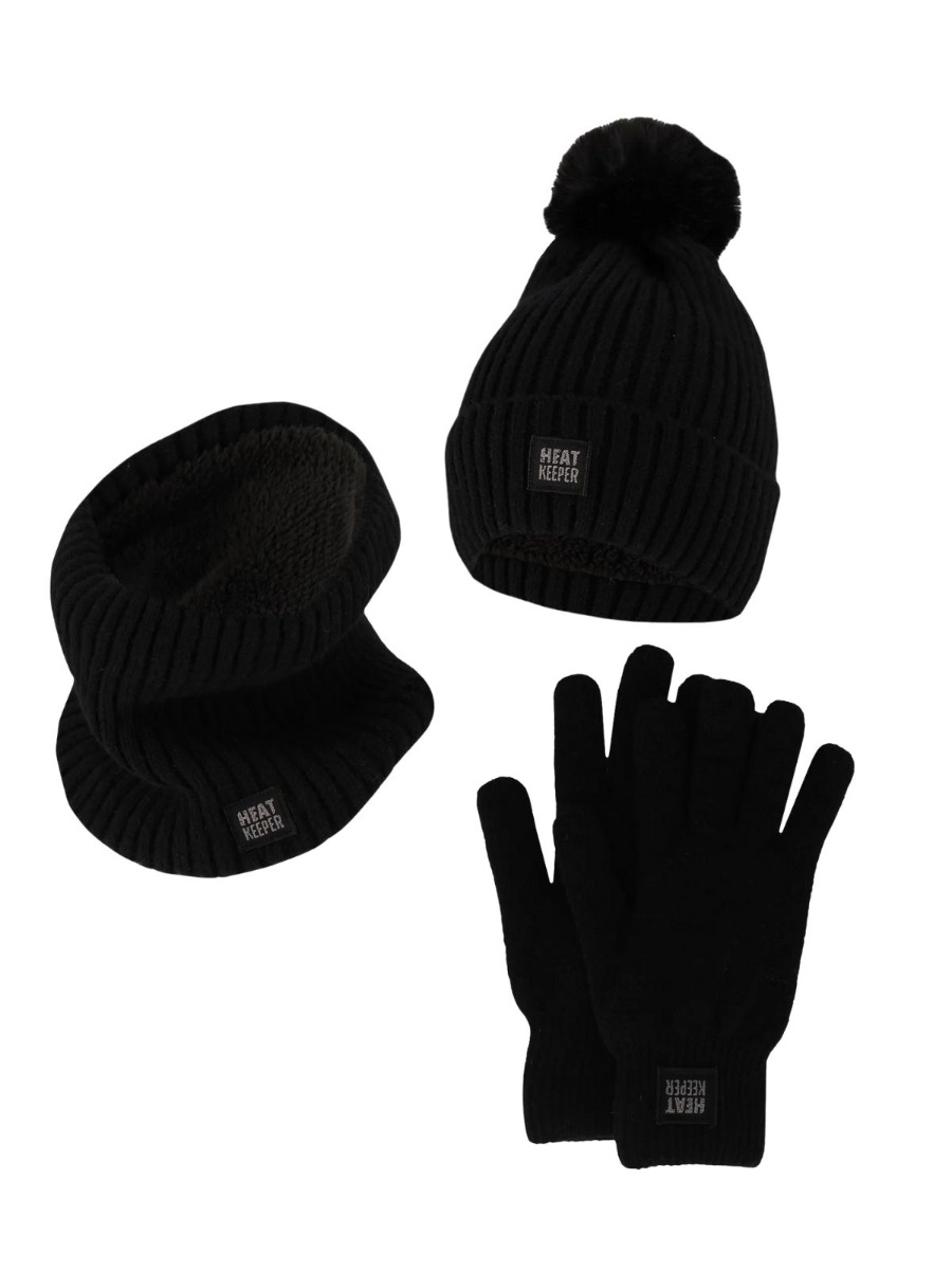 Heatkeeper Dames Winter Set - Muts + Handschoenen + Nekwarmer - Zwart afbeelding