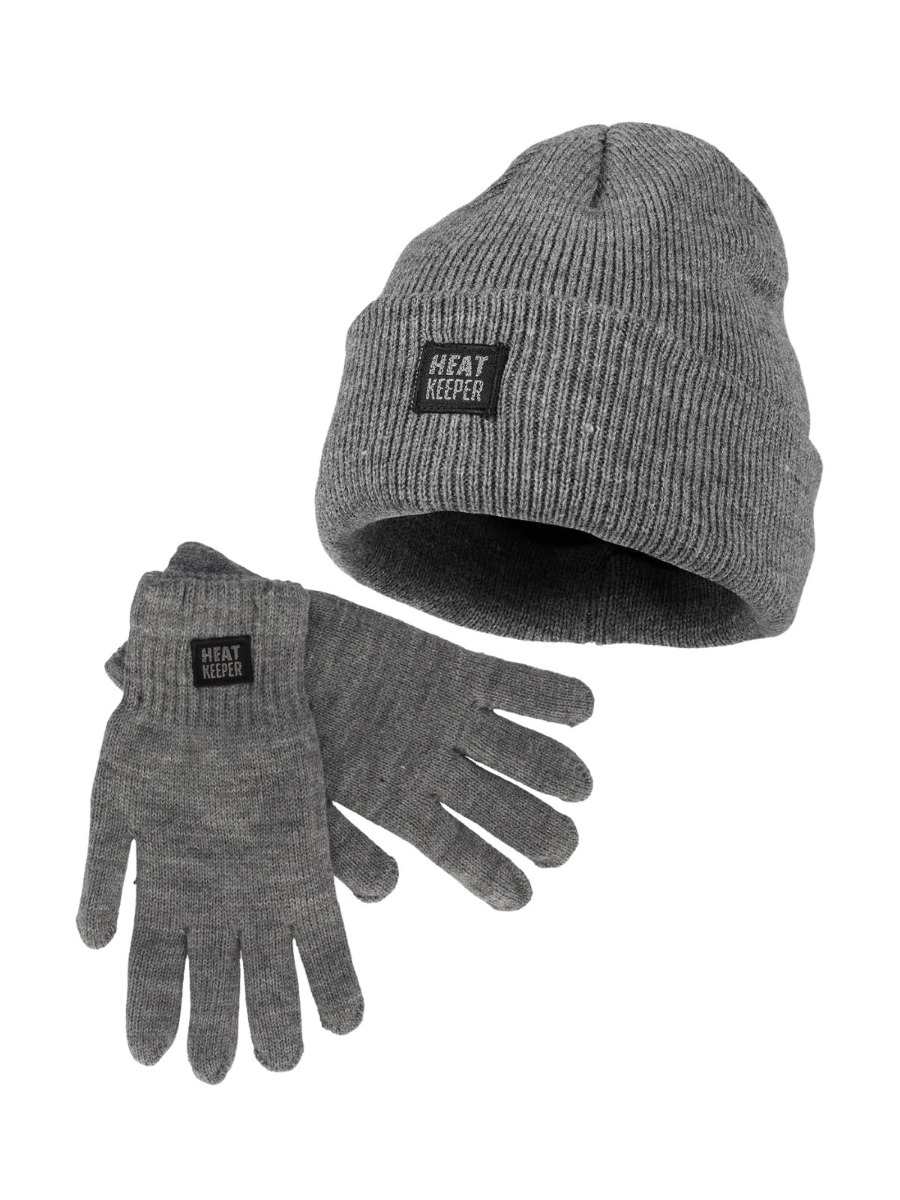 Heatkeeper Heren Winter Set - Muts + Handschoenen - Grey-S/M afbeelding