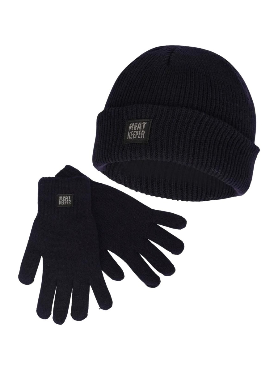 Heatkeeper Heren Winter Set - Muts + Handschoenen - Navy-S/M afbeelding