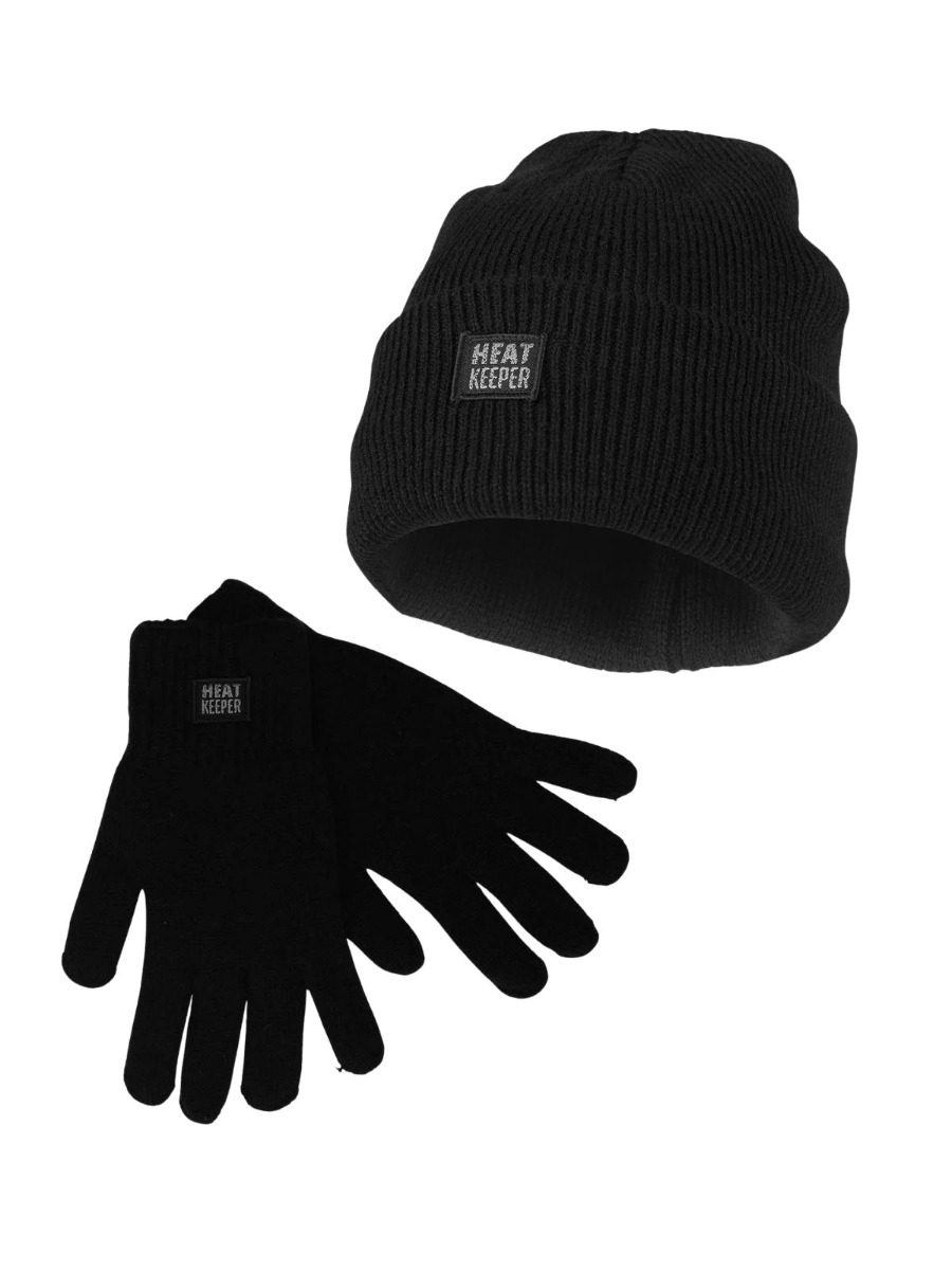 Heatkeeper Heren Winter Set - Muts + Handschoenen - Zwart-S/M afbeelding