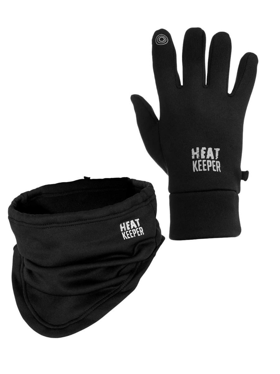 Heatkeeper Heren Winter Set Techno - Nekwarmer + Handschoenen - Zwart-XXL