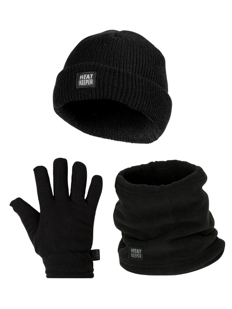 Heatkeeper Kinder Winter Set - Muts + Nerkwarmer + Handschoenen - Zwart-5-8 jaar afbeelding