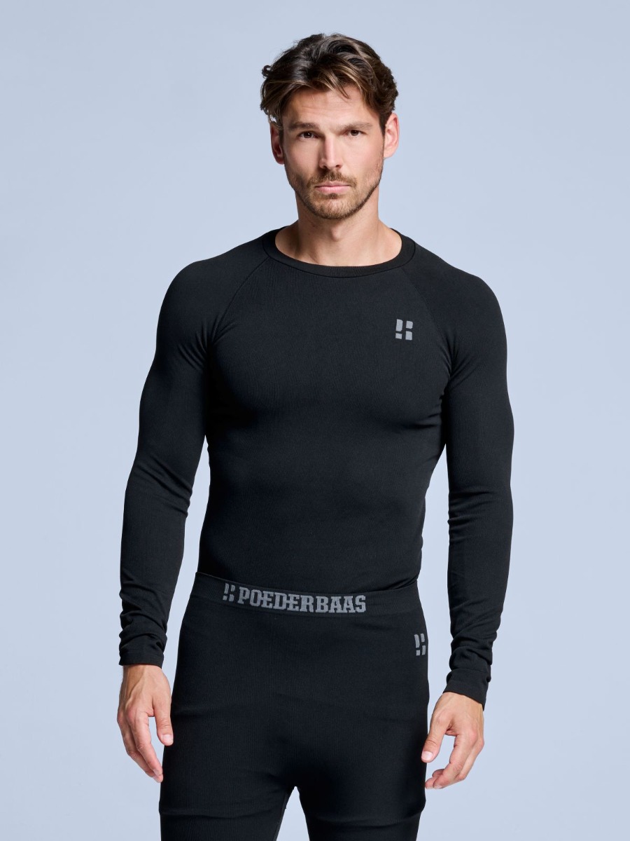 Poederbaas Thermoshirt Heren Zwart-L