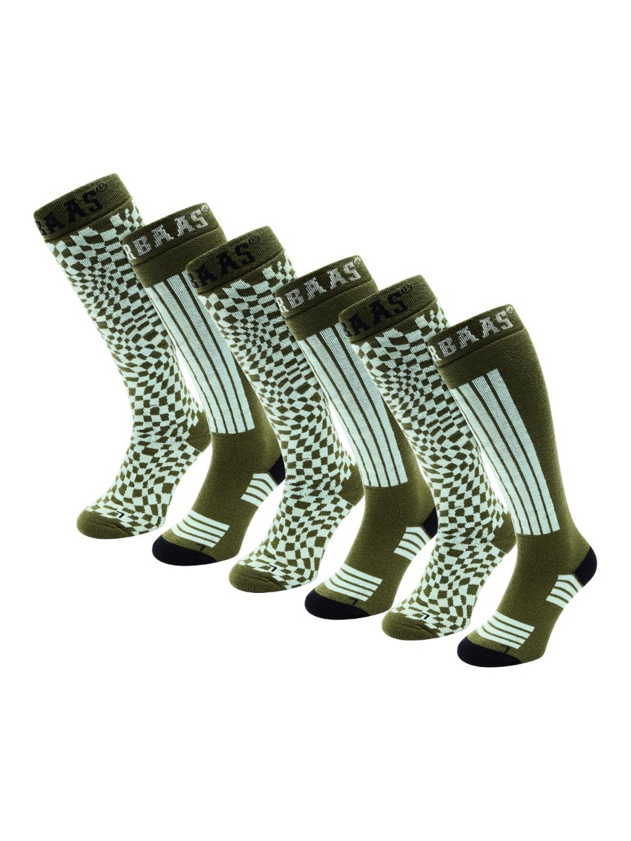 Poederbaas Skisokken 6-pack Olive Green-39/42