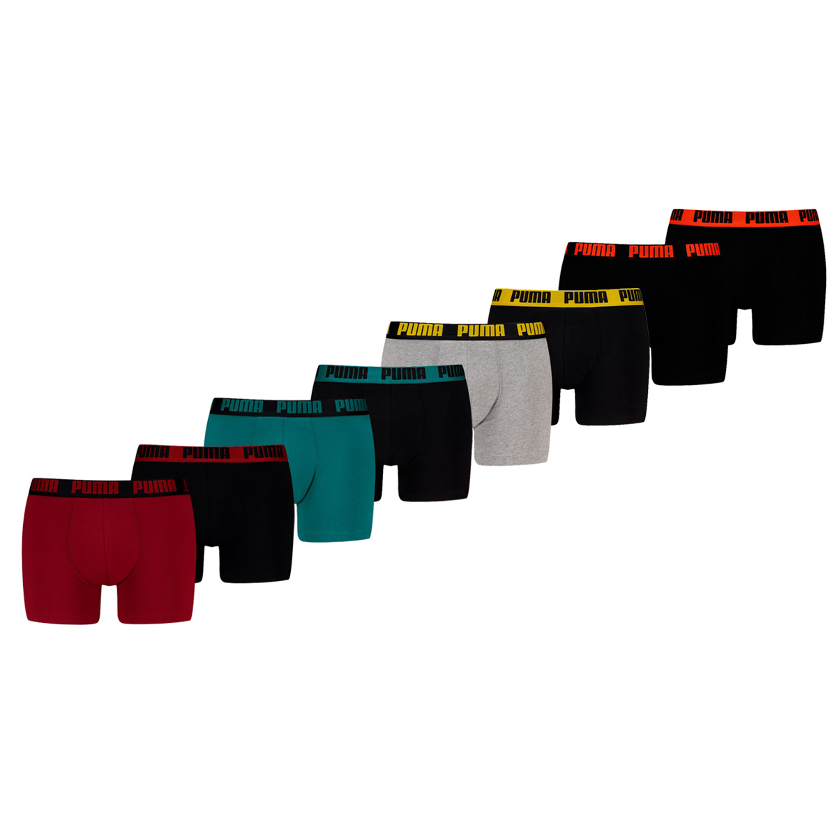 Puma Boxershorts Basic 8-pack Burgundy / Seagreen / Black / Grey-L