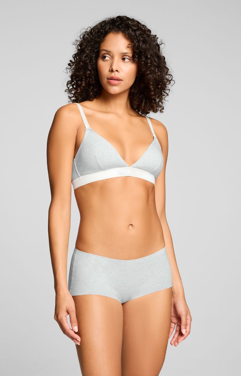 Puma Dames Mini Shorts Invisible Cotton 2-pack Light Grey Melange-XXL