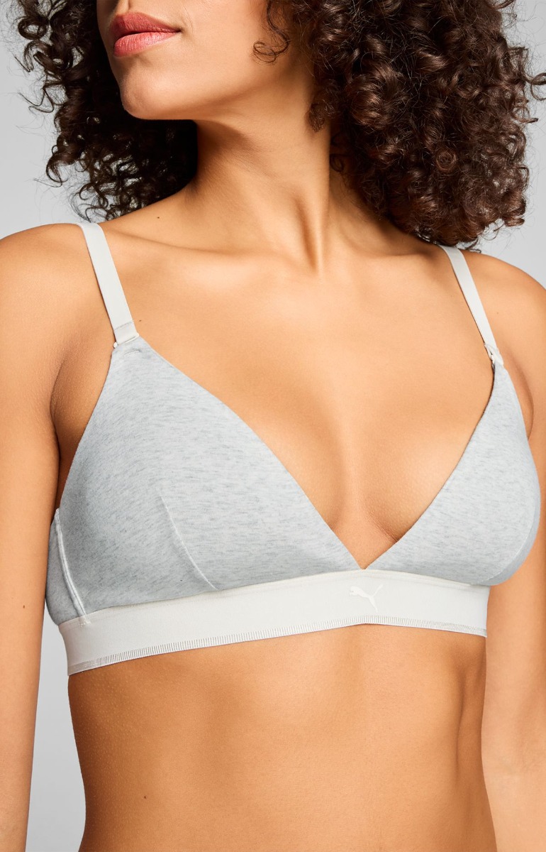Puma Dames Sport Triangel Bralette 3D Knit Light Grey Melange-S