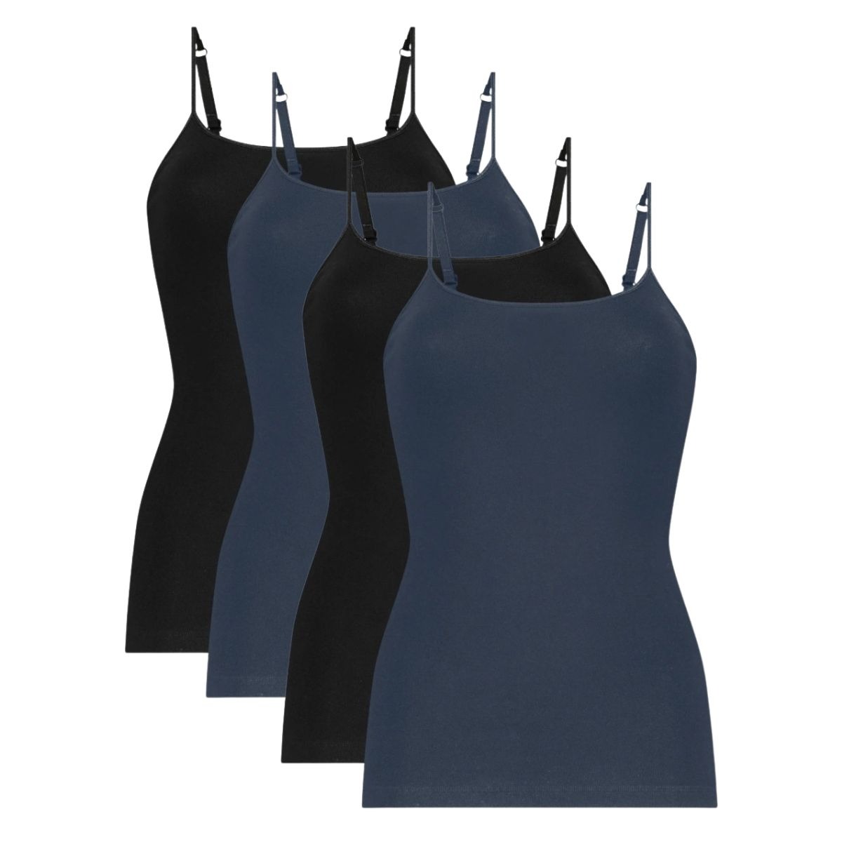 Ten Cate Spaghetti Top 4-pack Zwart / Blauw-XL
